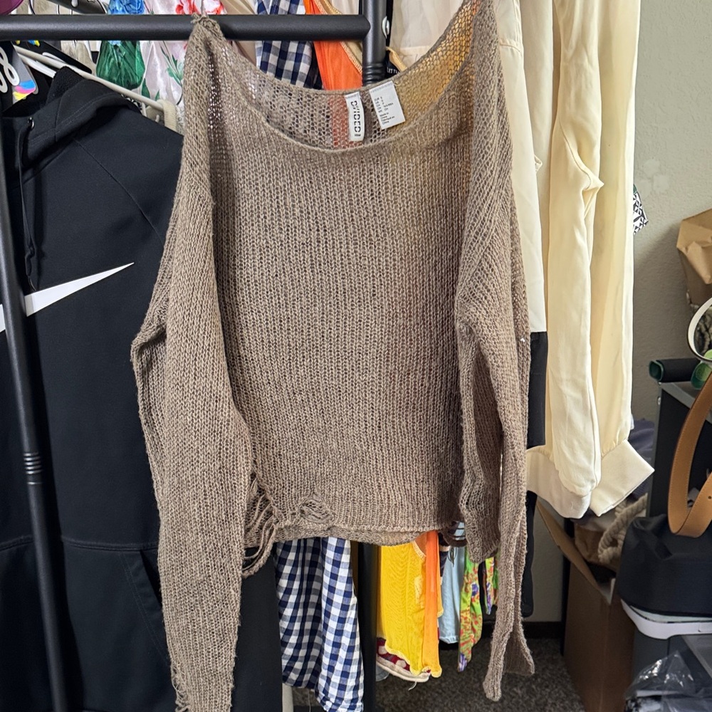 Divided Brown Knit Sweater